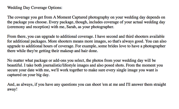 Wedding and Engagement Photography Prewritten Content Bundle: Prewritten Text for your Website, Newsletter, Emails + Blog!