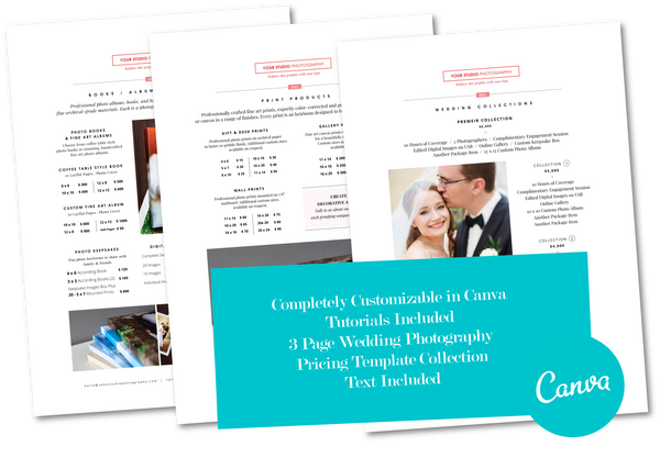 Photography Pricing Template Bundle, Canva Price List for Photographers, Pricing Guide, Portrait Price Sheet, Wedding Pricing, Newborn Pricing